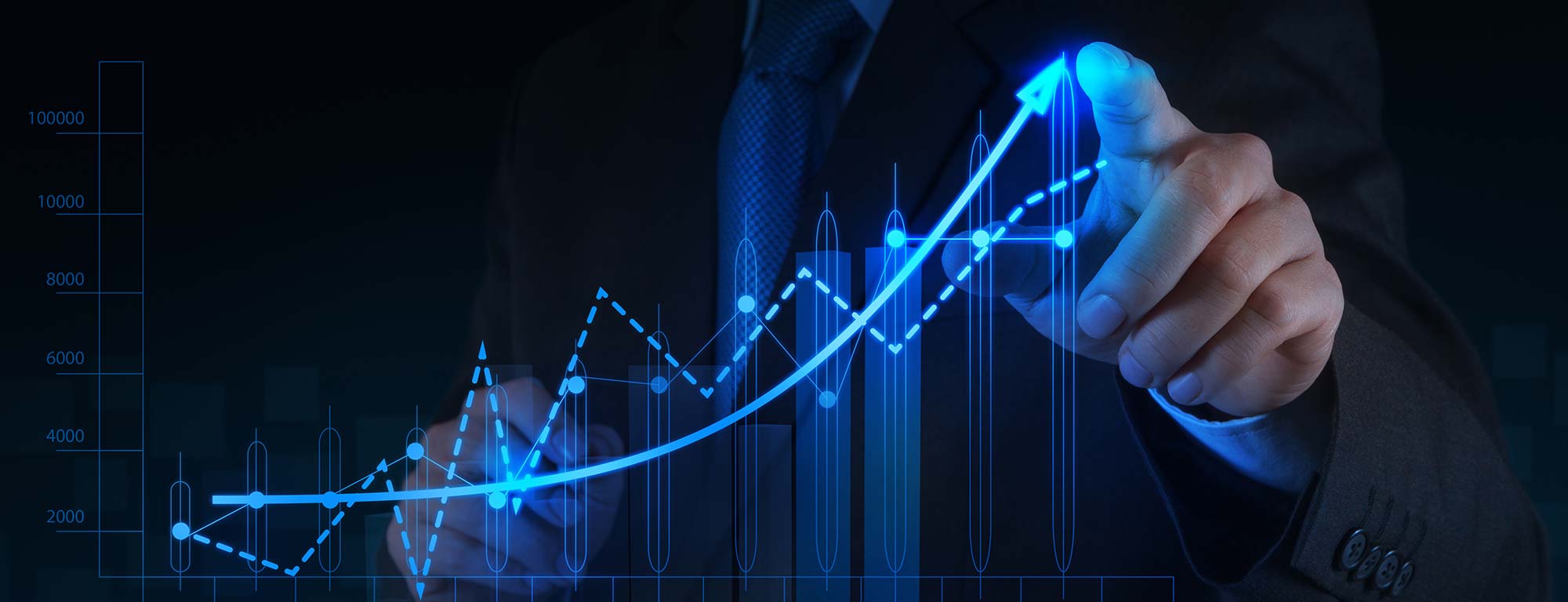 Man pointing to a graph
